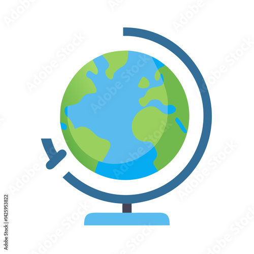 Earth Globe Icon Representing Geography Learning and Global Education