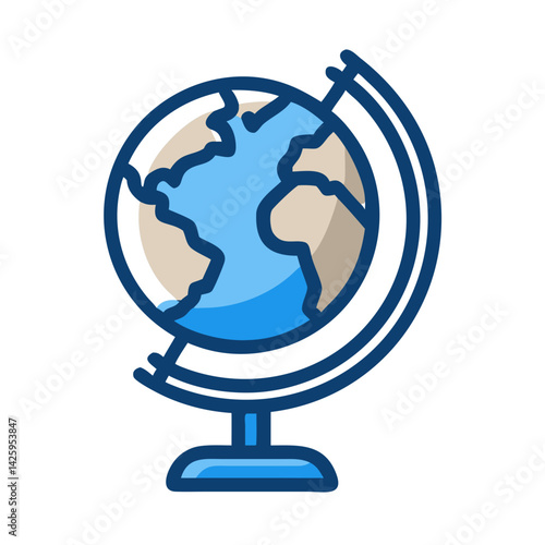 Earth Globe Icon Representing Geography Learning and Global Education