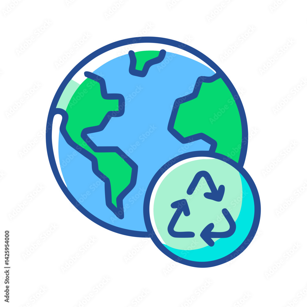 Earth with Recycle Symbol Representing Planet Preservation and Sustainability Earth with Recycle Symbol Representing Planet Preservation and Sustainability