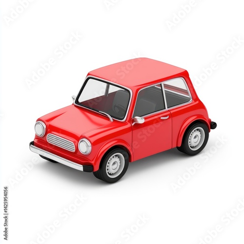 Retro red toy car on a white background.