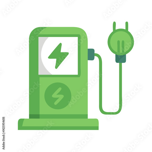 Electric Charging Station Representing Green Vehicle Energy and Sustainability