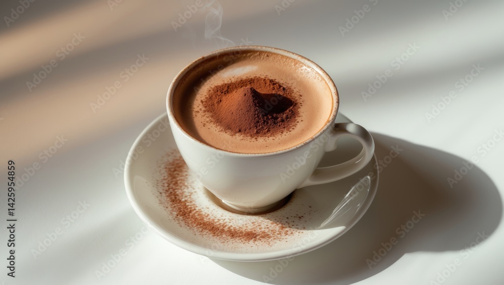 Fototapeta premium Creamy cappuccino with foam in a cup against a background