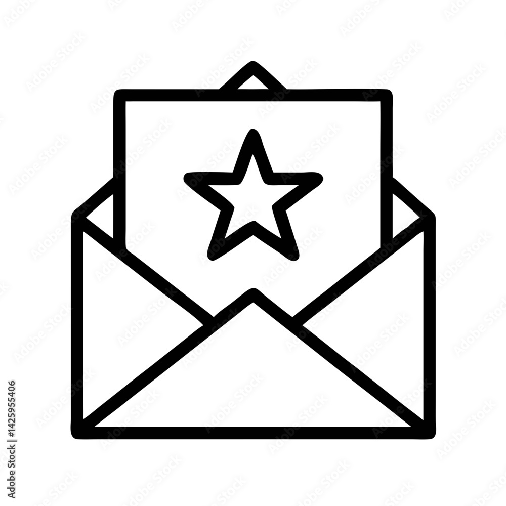 Envelope with Star Icon Representing Invitation or Special Message Envelope with Star Icon Representing Invitation or Special Message