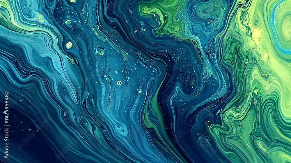 Abstract Green and Blue Swirl Pattern in Fluid Art Abstract Green and Blue Swirl Pattern in Fluid Art