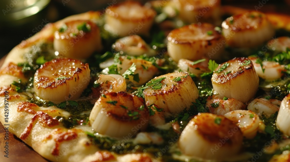 Seafood Pizza with Scallops, Calamari, and Fresh Pars Seafood Pizza with Scallops, Calamari, and Fresh Pars