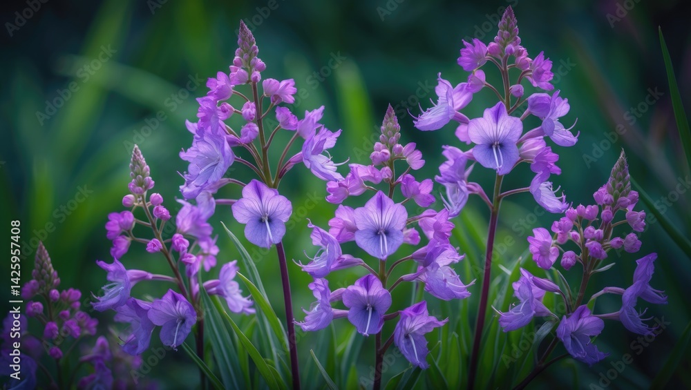 Fototapeta premium Group of Cranesbills Flowers in Full Bloom