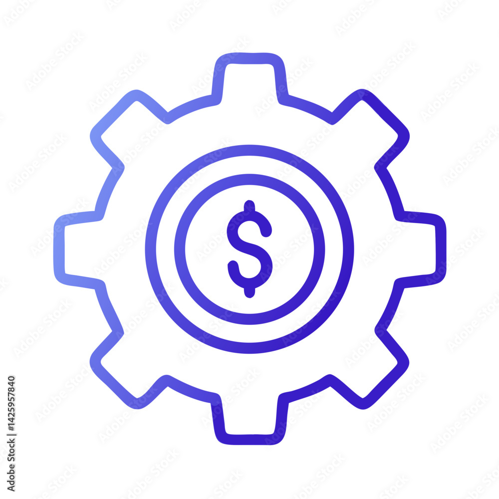 Gear with Dollar Symbol Icon Representing Financial Settings and Economic Management Gear with Dollar Symbol Icon Representing Financial Settings and Economic Management