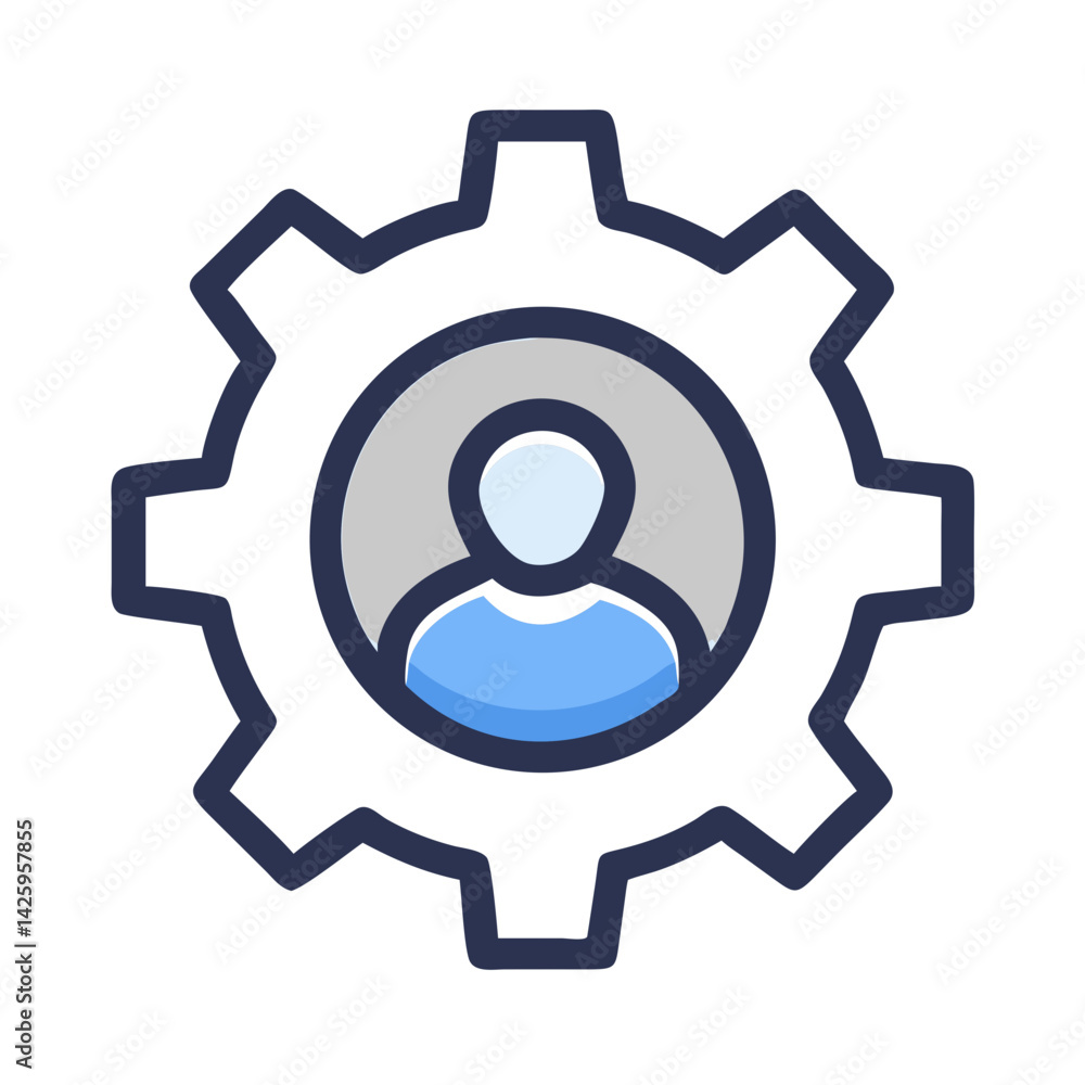 Gear with Person Icon Representing User Settings and Personalization Gear with Person Icon Representing User Settings and Personalization