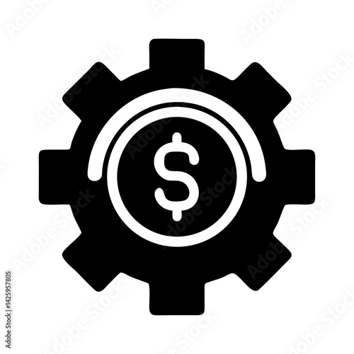 Gear with Dollar Symbol Icon Representing Financial Settings and Economic Management