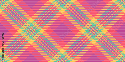 Vibrant diagonal plaid pattern in pastel shades of pink, yellow, and teal.  Perfect for textile design, fashion, website backgrounds, or any project needing a cheerful, modern geometric texture.