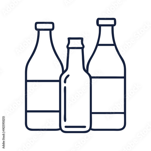 Glass Bottles Icon Representing Beverage Consumption and Refreshment