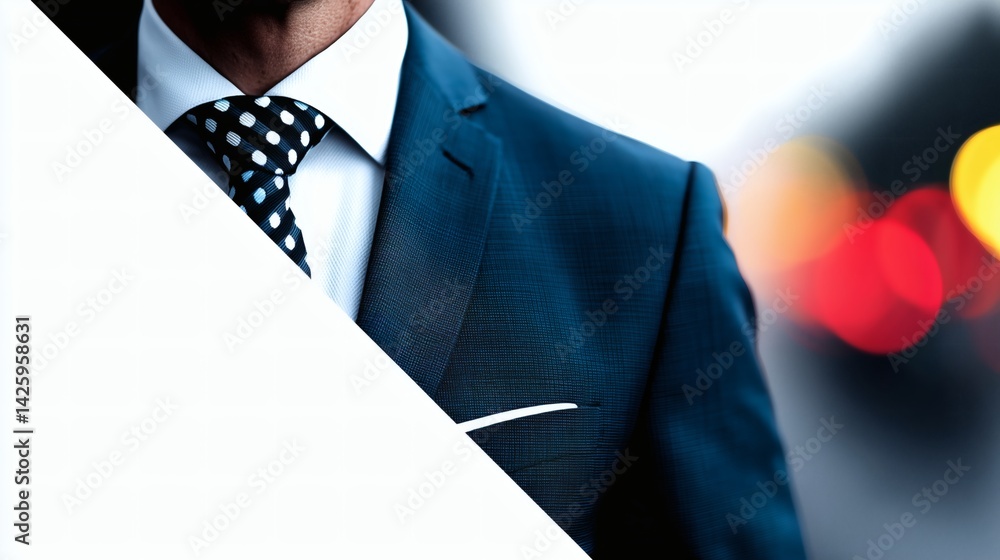 Stylish close-up of businessman in patterned tie, perfect for business promotions