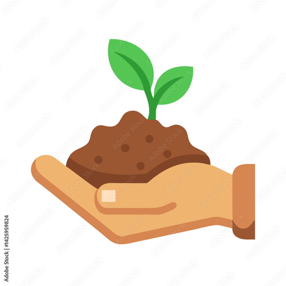 Hand Holding Soil Icon Representing Organic Farming and Sustainable Agriculture Hand Holding Soil Icon Representing Organic Farming and Sustainable Agriculture