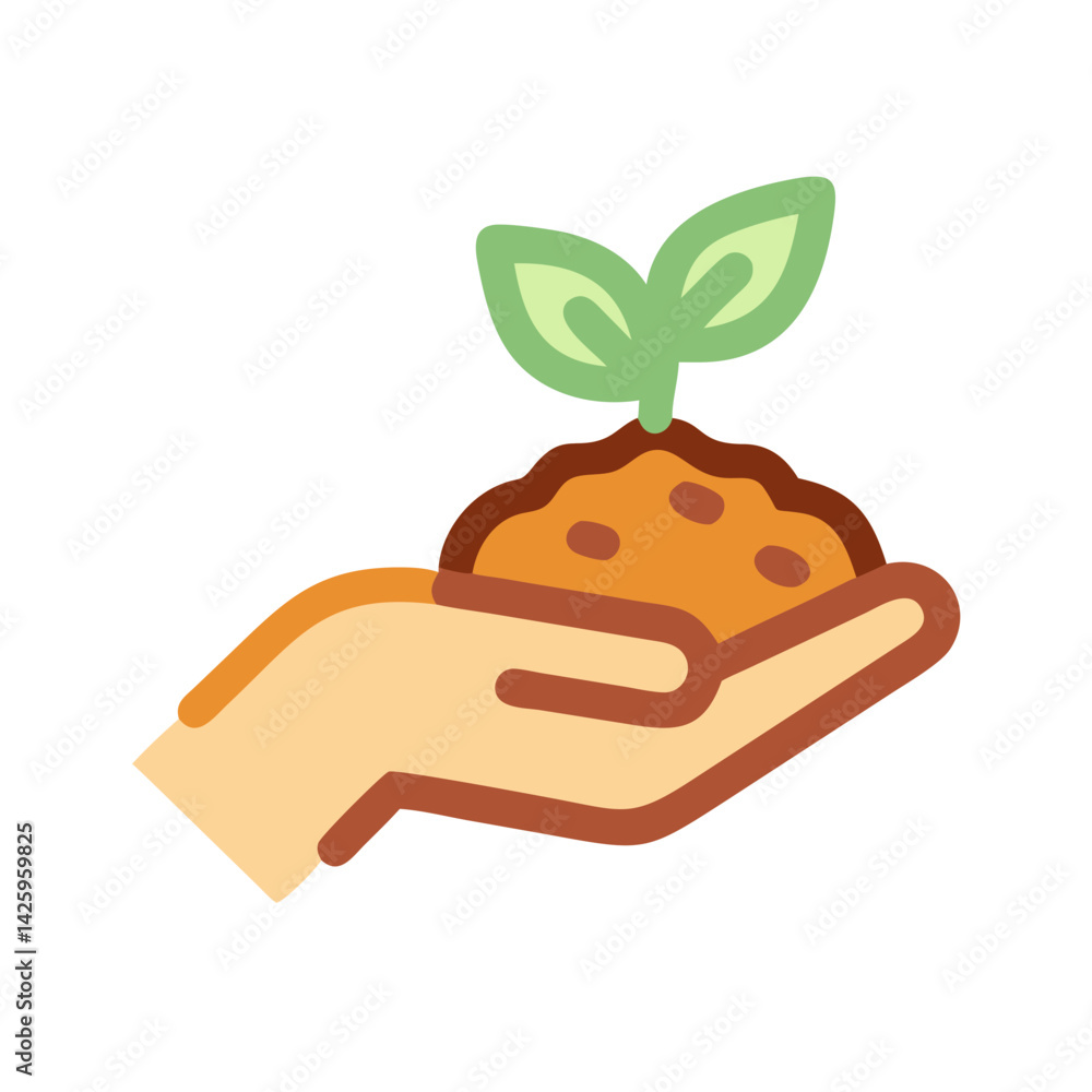 Hand Holding Soil Icon Representing Organic Farming and Sustainable Agriculture Hand Holding Soil Icon Representing Organic Farming and Sustainable Agriculture
