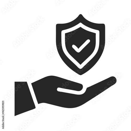 Hand Holding Shield Icon Representing General Insurance and Protection Coverage