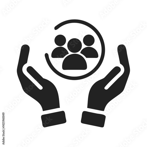 Hands Holding User Icon Representing Team Support and Collaborative Assistance