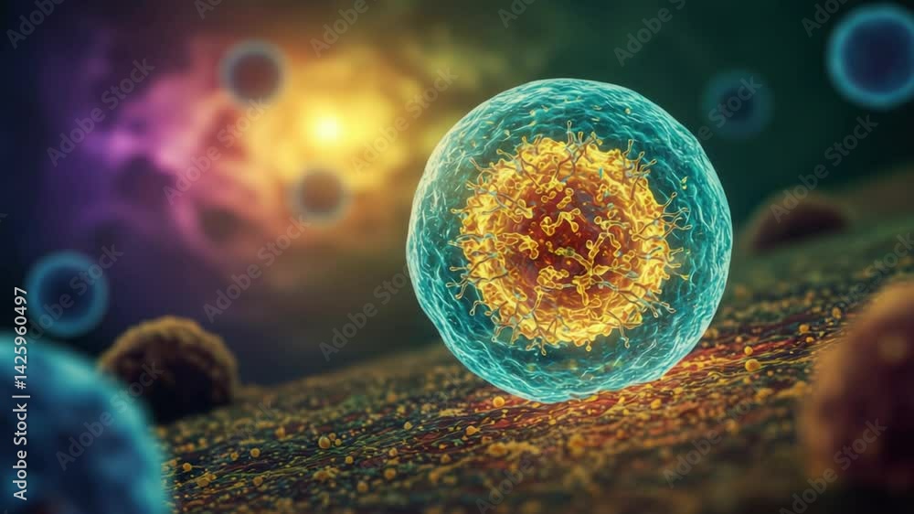 Inside Cell Particles Microscopic Cellular World: A Vivid Depiction of a Cell's Internal ...