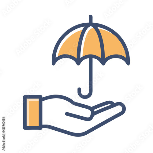 Hand with Umbrella Icon Representing Risk Coverage and Protection Services