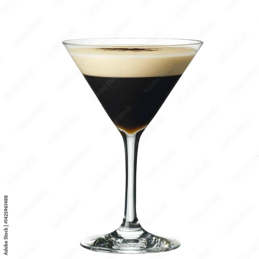 sophisticated layered cocktail in martini glass, featuring creamy top layer over dark base, perfect for elegant gatherings sophisticated layered cocktail in martini glass, featuring creamy top layer over dark base, perfect for elegant gatherings