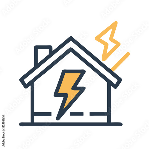 House with Lightning Bolt Icon Representing Storm Damage and Weather Risk