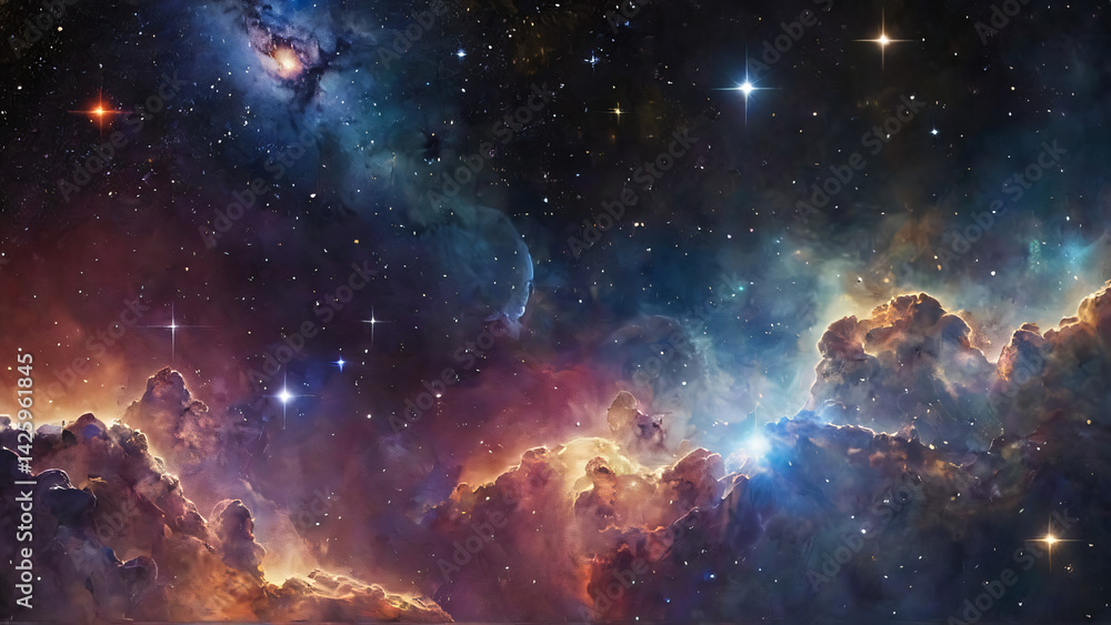 Fototapeta premium Space background with many stars