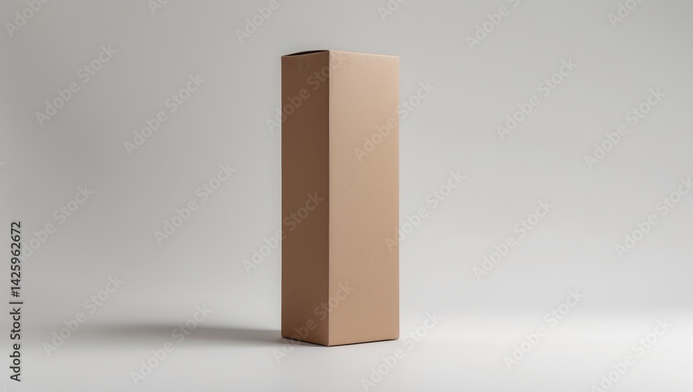 Vertical paper cardboard box for bottle packaging with blank space for branding on white background Vertical paper cardboard box for bottle packaging with blank space for branding on white background