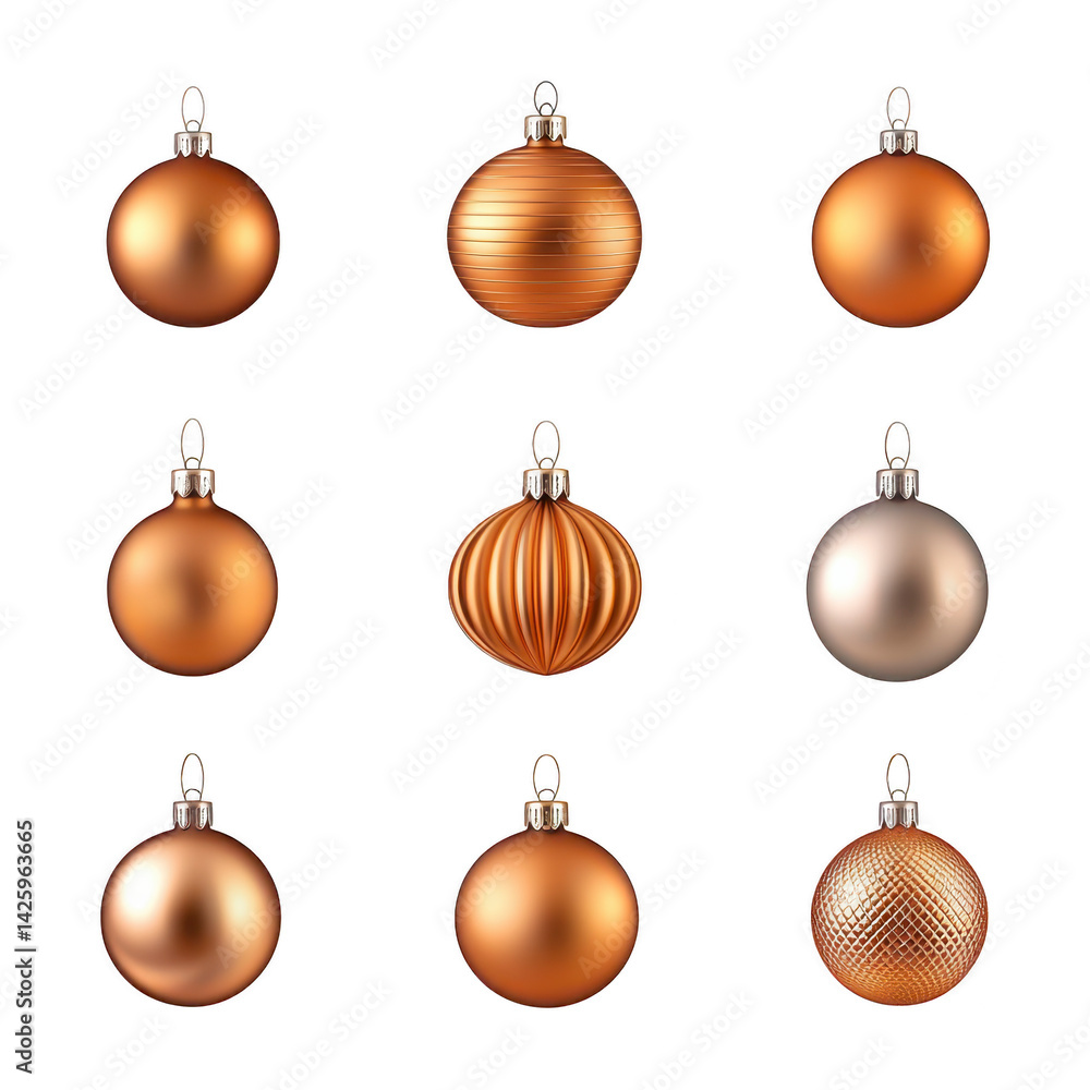 collection of nine elegant Christmas ornaments in various shades of gold and silver, featuring smooth, ribbed, and textured designs, perfect for festive decoration collection of nine elegant Christmas ornaments in various shades of gold and silver, featuring smooth, ribbed, and textured designs, perfect for festive decoration