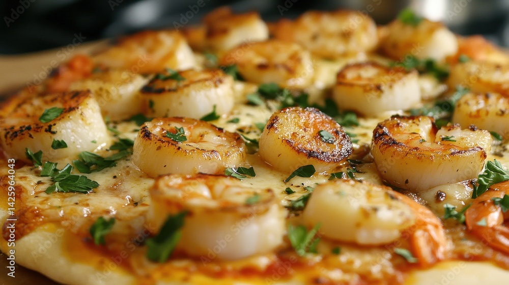 Seafood Pizza with Scallops Shrimp and Fresh Parsley Seafood Pizza with Scallops Shrimp and Fresh Parsley