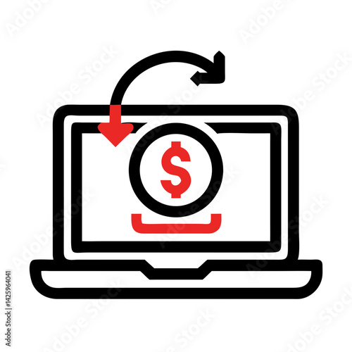 Laptop with Dollar Symbol Icon Representing Ransomware and Cyber Extortion Threat