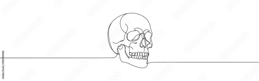 Skull continuous one line drawing. Death symbol. Vector illustration. Skull continuous one line drawing. Death symbol. Vector illustration.