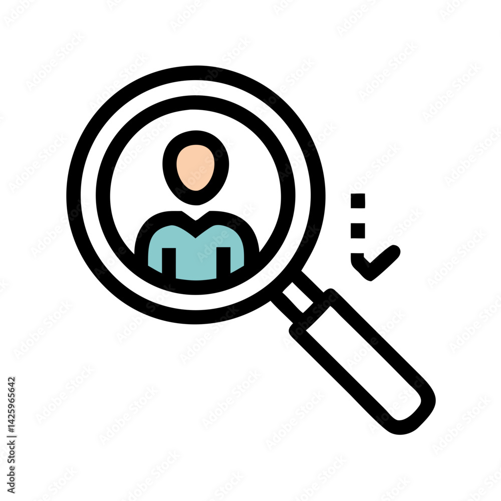Magnifying Glass with Person Icon Representing Talent Search and Human Resource Recruitment Magnifying Glass with Person Icon Representing Talent Search and Human Resource Recruitment