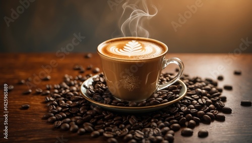 Elegant cappuccino art in afternoon light