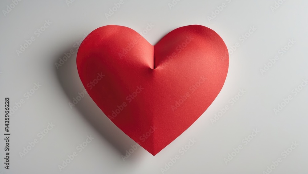 Red heart-shaped paper with textured background isolated on white Red heart-shaped paper with textured background isolated on white