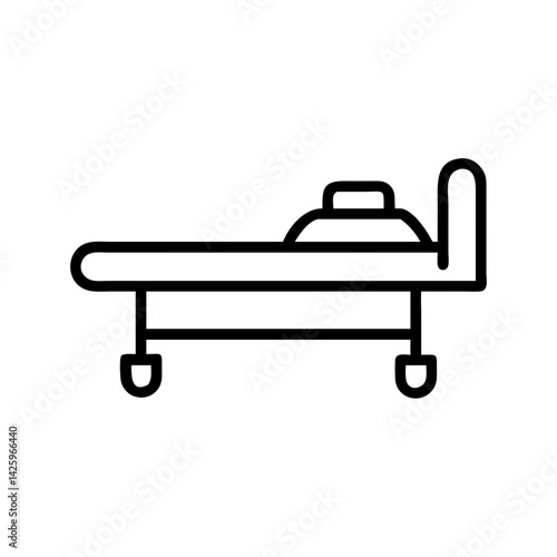 Minimalistic hospital bed icon - clean vector style, medical inpatient care symbol