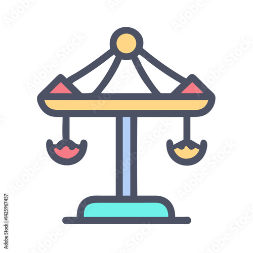 Merry-Go-Round Icon Representing Playground Spinner and Recreational Equipment