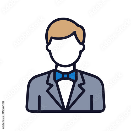 Person with Bowtie Icon Representing Party Guest