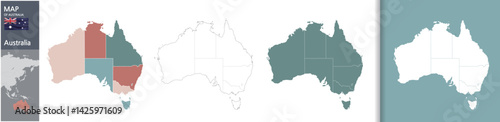 High resolution detailed map of administrative districts of Australia
