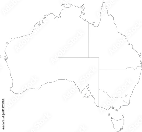 High resolution detailed map of administrative districts of Australia
