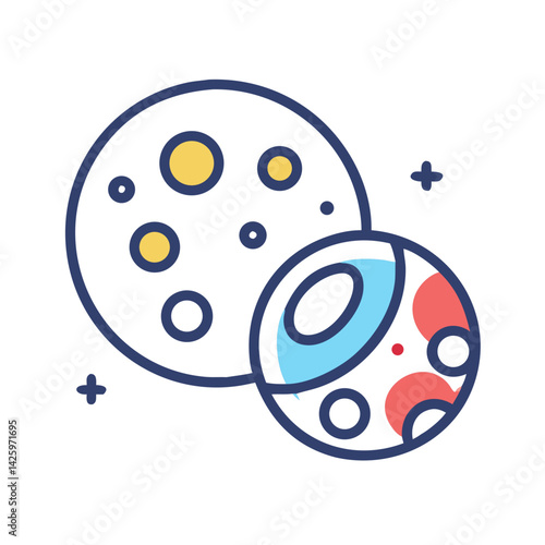  Planet and Moon Icon Representing Astronomy Study