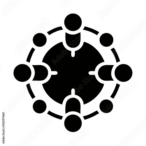  Round Table with Nodes Representing Team Collaboration