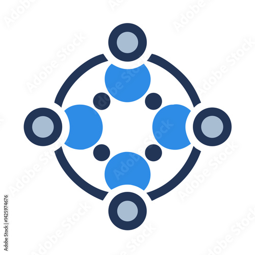  Round Table with Nodes Representing Team Collaboration