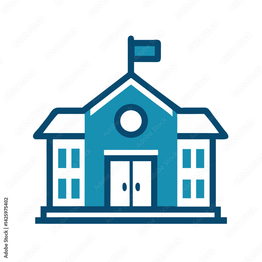 School Building Icon Representing Educational Institution School Building Icon Representing Educational Institution