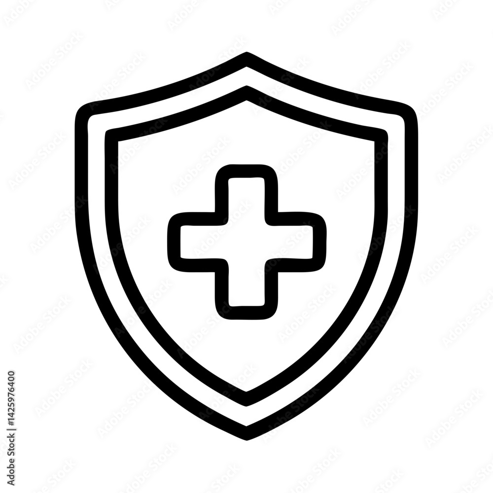 Shield with Medical Cross Representing Health Shield with Medical Cross Representing Health