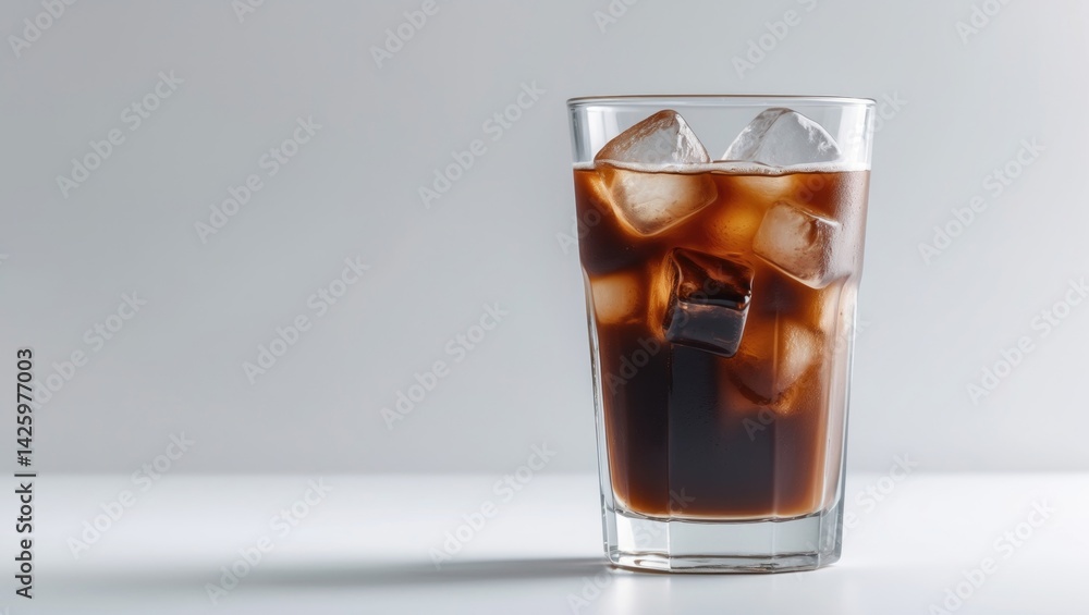 Ice Americano coffee in a glass on a white background Ice Americano coffee in a glass on a white background