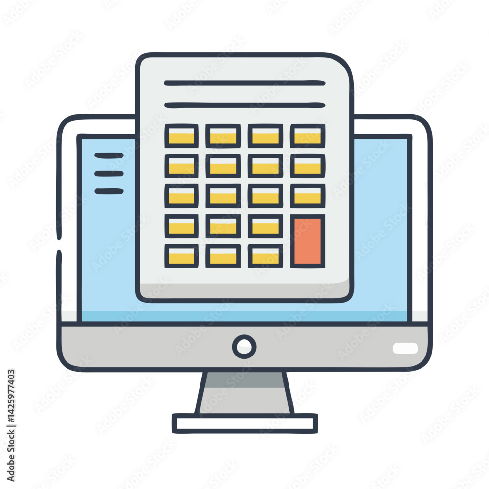 Spreadsheet on Monitor Representing Financial Plan Spreadsheet on Monitor Representing Financial Plan