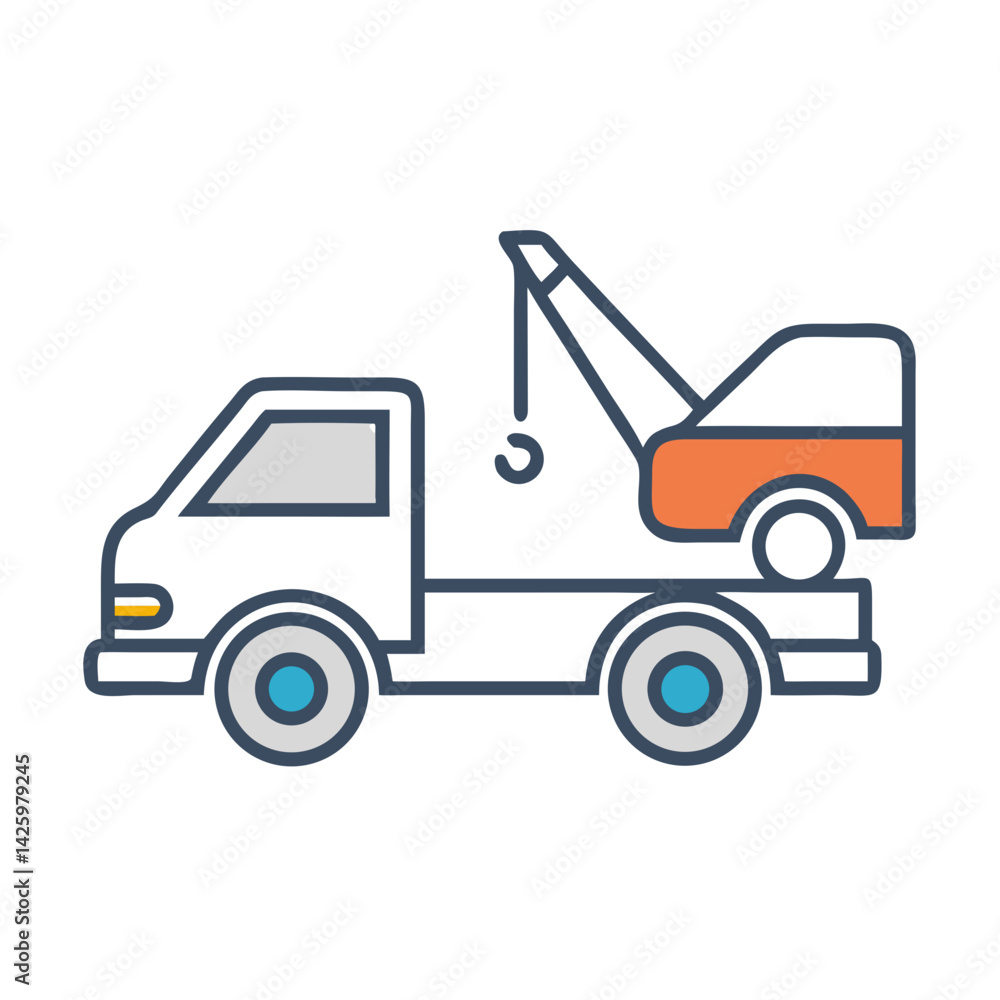 Tow Truck Icon Representing Vehicle Recovery and Roadside Assistance Tow Truck Icon Representing Vehicle Recovery and Roadside Assistance
