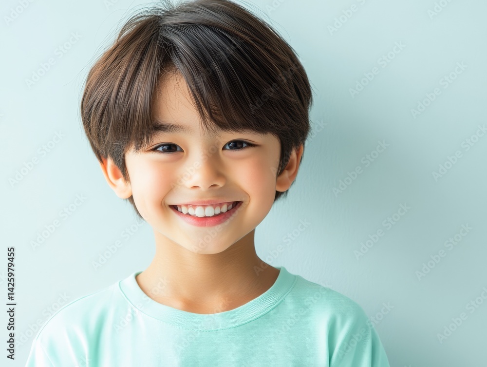Young boy maintaining excellent dental hygiene with diligent toothbrushing routine Young boy maintaining excellent dental hygiene with diligent toothbrushing routine