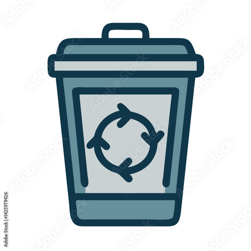 Trash Bin with Recycle Symbol Icon Representing Waste Management and Environmental Recycling