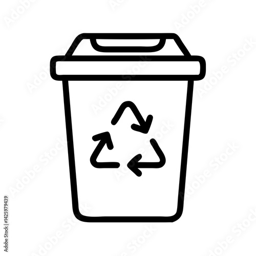 Trash Bin with Recycle Symbol Icon Representing Waste Management and Environmental Recycling