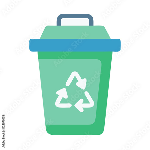 Trash Bin with Recycle Symbol Icon Representing Waste Management and Environmental Recycling